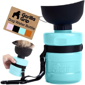image:imageGORILLA GRIP Portable Dog Water Bottle Food Grade Silicone 12oz BlackTurquoise