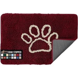 image:imageGORILLA GRIP SoakSTOPPER Dog Door Mat Machine Wash and Dry 24x17 GrayBurgundy
