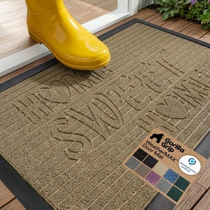 image:imageGORILLA GRIP WeatherMAX Door Mat Indoor Outdoor Use 29x17 Gray DiamondAlmond Home Sweet Home