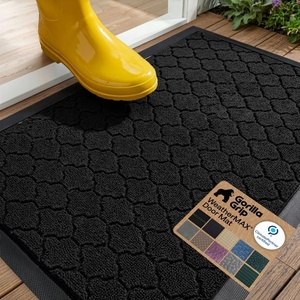 image:imageGORILLA GRIP WeatherMAX Door Mat Indoor Outdoor Use 29x17 Gray DiamondBlack Quatrefoil