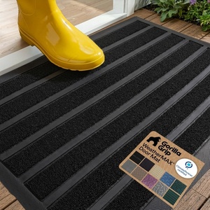 image:imageGORILLA GRIP WeatherMAX Door Mat Indoor Outdoor Use 29x17 Gray DiamondBlack Stripe
