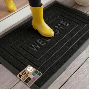 image:imageGORILLA GRIP WeatherMAX Door Mat Indoor Outdoor Use 29x17 Gray DiamondBlack Welcome