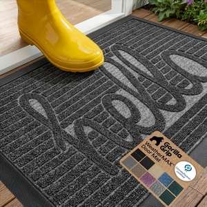 image:imageGORILLA GRIP WeatherMAX Door Mat Indoor Outdoor Use 29x17 Gray DiamondCharcoal Hello