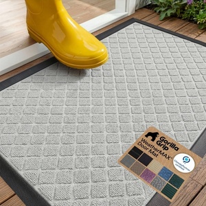 image:imageGORILLA GRIP WeatherMAX Door Mat Indoor Outdoor Use 29x17 Gray DiamondLight Gray Lattice