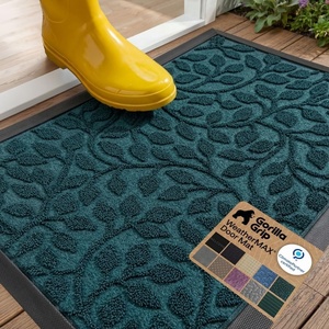 image:imageGORILLA GRIP WeatherMAX Door Mat Indoor Outdoor Use 29x17 Gray DiamondMoss Vine Leaves