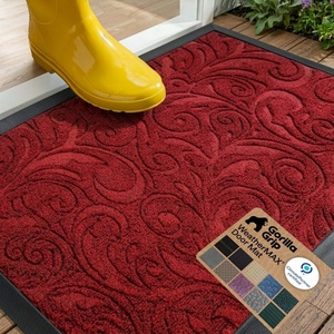 image:imageGORILLA GRIP WeatherMAX Door Mat Indoor Outdoor Use 29x17 Gray DiamondRed Vintage Wine