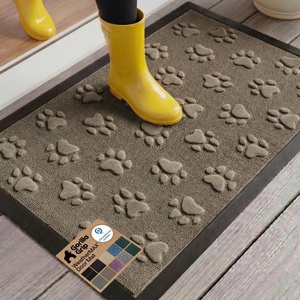 image:imageGORILLA GRIP WeatherMAX Door Mat Indoor Outdoor Use 29x17 Gray DiamondTan Pawprints