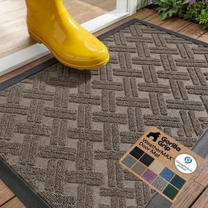 image:imageGORILLA GRIP WeatherMAX Door Mat Indoor Outdoor Use 29x17 Gray DiamondTaupe Basket Weave