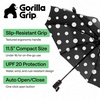 image:imageGORILLA GRIP Compact Travel Size Umbrella for Rain Sleek Design BlackPolka Dots