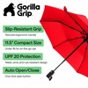 image:imageGORILLA GRIP Compact Travel Size Umbrella for Rain Sleek Design BlackRed