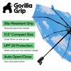 image:imageGORILLA GRIP Compact Travel Size Umbrella for Rain Sleek Design BlackSky Blue Clouds