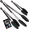 image:imageGORILLA GRIP Stainless Steel Kitchen Tongs for Cooking 2 PK BlackBlack