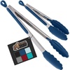 image:imageGORILLA GRIP Stainless Steel Kitchen Tongs for Cooking 2 PK BlackBlue