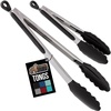 image:imageGORILLA GRIP Stainless Steel Kitchen Tongs for Cooking 2 PK BlackBlack