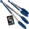 image:imageGORILLA GRIP Stainless Steel Kitchen Tongs for Cooking 2 PK BlackBlue