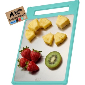 image:imageGORILLA GRIP 304 Stainless Steel and Plastic Cutting Board 16x11 BlackTurquoise