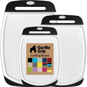 image:imageGORILLA GRIP BPAFree Reversible Kitchen Cutting Board Set of 3 BlackBlackWhite