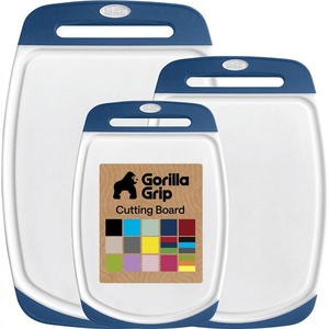 image:imageGORILLA GRIP BPAFree Reversible Kitchen Cutting Board Set of 3 BlackBlueWhite