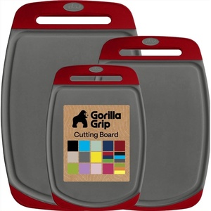 image:imageGORILLA GRIP BPAFree Reversible Kitchen Cutting Board Set of 3 BlackGrayRed