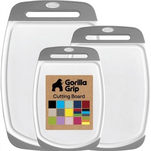 image:imageGORILLA GRIP BPAFree Reversible Kitchen Cutting Board Set of 3 BlackGrayWhite