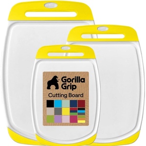 image:imageGORILLA GRIP BPAFree Reversible Kitchen Cutting Board Set of 3 BlackLemonWhite