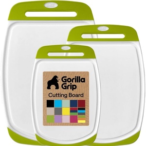 image:imageGORILLA GRIP BPAFree Reversible Kitchen Cutting Board Set of 3 BlackLimeWhite