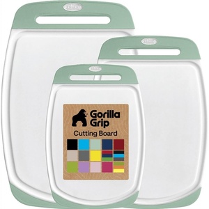 image:imageGORILLA GRIP BPAFree Reversible Kitchen Cutting Board Set of 3 BlackMintWhite