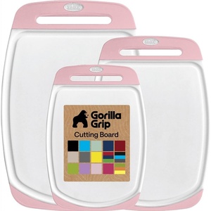 image:imageGORILLA GRIP BPAFree Reversible Kitchen Cutting Board Set of 3 BlackPinkWhite