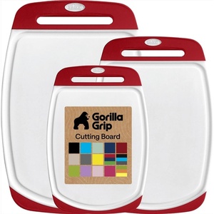 image:imageGORILLA GRIP BPAFree Reversible Kitchen Cutting Board Set of 3 BlackRedWhite