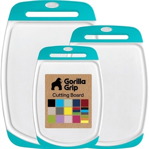 image:imageGORILLA GRIP BPAFree Reversible Kitchen Cutting Board Set of 3 BlackTurquoiseWhite