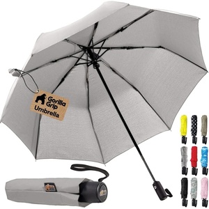 image:imageGORILLA GRIP Compact Travel Size Umbrella for Rain Sleek Design BlackGray