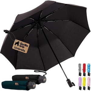 image:imageGORILLA GRIP Compact Travel Size Umbrella for Rain Sleek Design BlackHunter Green  Black