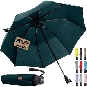 image:imageGORILLA GRIP Compact Travel Size Umbrella for Rain Sleek Design BlackHunter Green