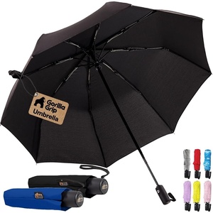 image:imageGORILLA GRIP Compact Travel Size Umbrella for Rain Sleek Design BlackNavy  Black