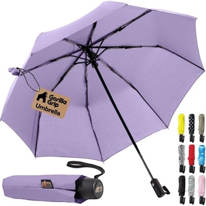 image:imageGORILLA GRIP Compact Travel Size Umbrella for Rain Sleek Design BlackPurple