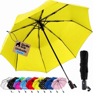image:imageGORILLA GRIP Compact Travel Size Umbrella for Rain Sleek Design BlackYellow