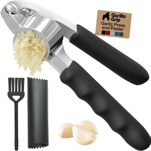 image:imageGORILLA GRIP Garlic Peeler and Press Set Heavy Duty Mincer BlackBlack