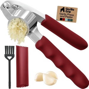 image:imageGORILLA GRIP Garlic Peeler and Press Set Heavy Duty Mincer BlackRed