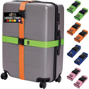 image:imageGORILLA GRIP Heavy Duty Luggage Straps for Suitcase 2 Pack GreenGreenOrangeBluePink
