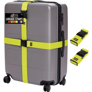 image:imageGORILLA GRIP Heavy Duty Luggage Straps for Suitcase 2 Pack GreenYellow