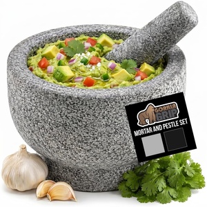 image:imageGORILLA GRIP Natural Granite Stone Lab Mortar and Pestle Set 15 Cup GrayUnpolished Gray