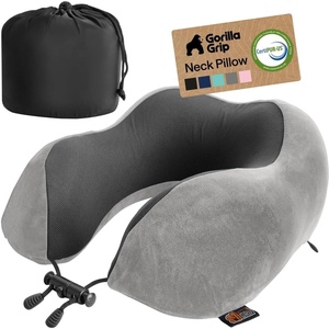 image:imageGORILLA GRIP Travel Neck Pillow for Airplanes Travel Essentials BlackGray