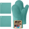 image:imageGORILLA GRIP Silicone Oven Mitts 550F Heat Resistant 125x83 BlackTurquoise