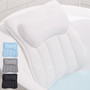 image:imageGORILLA GRIP Bath Pillow for Tub 6 Strong Suction Cups 4D Mesh BlueWhite