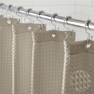 image:imageGORILLA GRIP Gray Waffle Style Textured Fabric Shower Curtain 72x72Beige