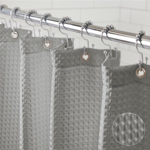 image:imageGORILLA GRIP Gray Waffle Style Textured Fabric Shower Curtain 72x72Grey