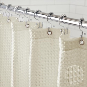 image:imageGORILLA GRIP Gray Waffle Style Textured Fabric Shower Curtain 72x72Ivory Cream