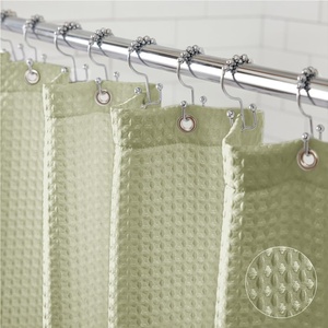 image:imageGORILLA GRIP Gray Waffle Style Textured Fabric Shower Curtain 72x72Sage