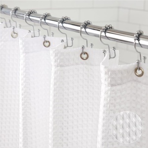 image:imageGORILLA GRIP Gray Waffle Style Textured Fabric Shower Curtain 72x72White