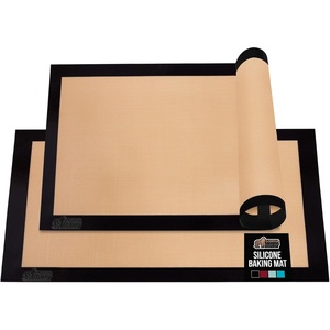 image:imageGORILLA GRIP Nonstick Silicone Baking Mats 2PK Half Sheet MintBlack
